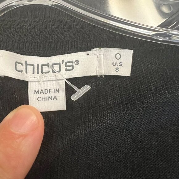 Chico's Women's Open Front Ruched Sleeve Cardigan Black Size Small - Picture 8 of 9